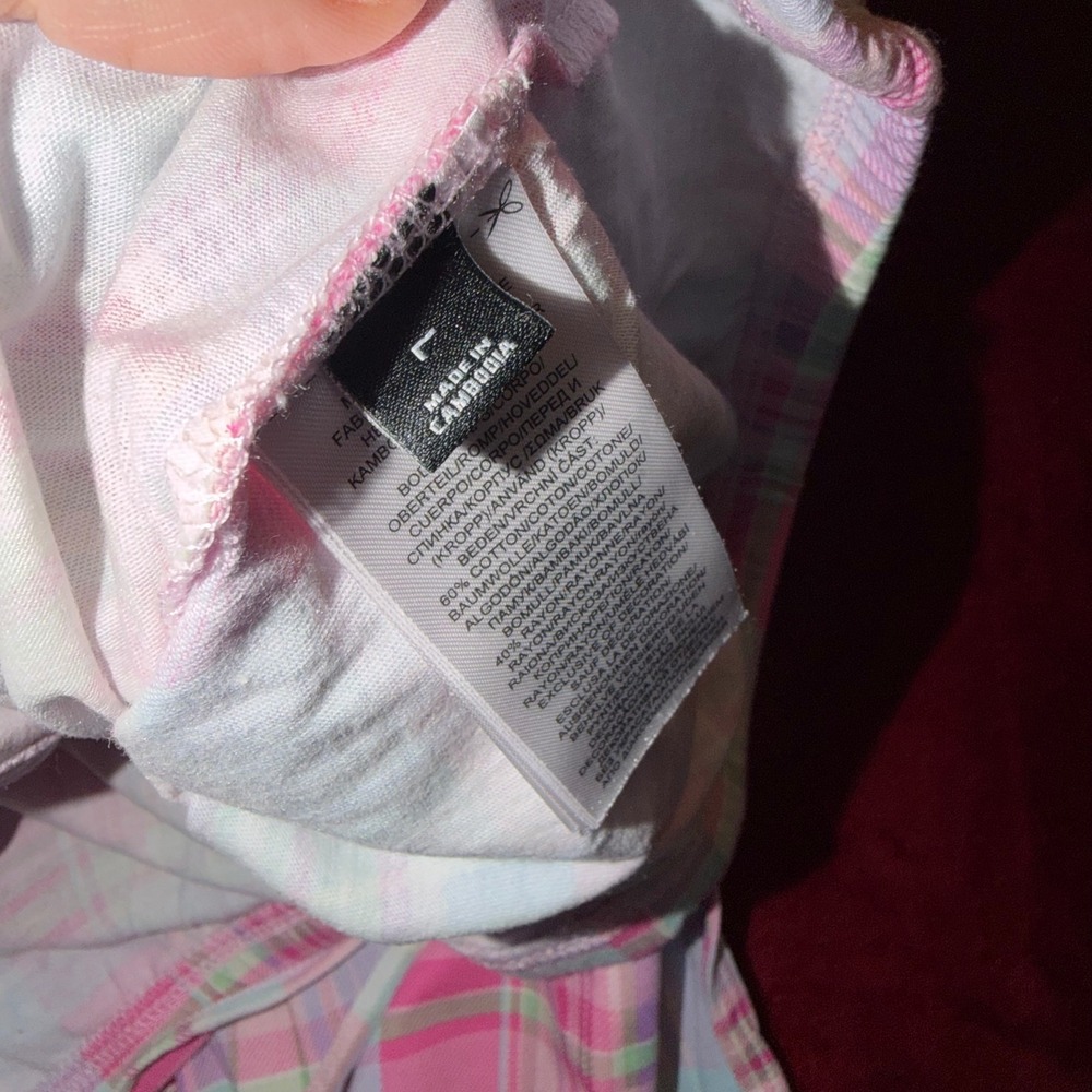 Lauren Ralph Lauren Pink Plaid Pajama Set Womens Large Button Down Sleepwear - Picture 7 of 8
